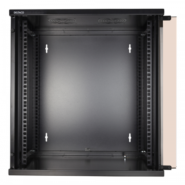 DELTACO 19"-skåp, 12U, 540x450mm, stående eller väggmonterat, glasdörr 19-5412B