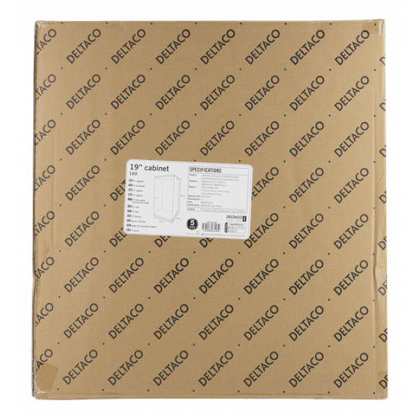 DELTACO 19"-skåp, 12U, 540x450mm, stående eller väggmonterat, glasdörr 19-5412B
