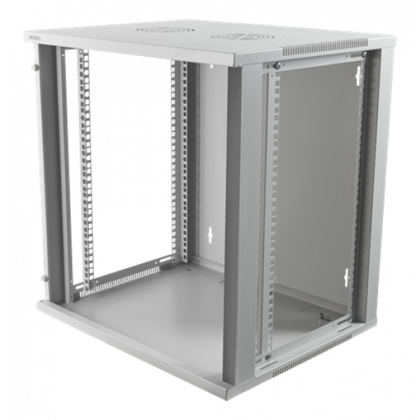 DELTACO 19"-skåp, 12U, 540x450mm, stående eller väggmonterat, glasdörr 19-5412W