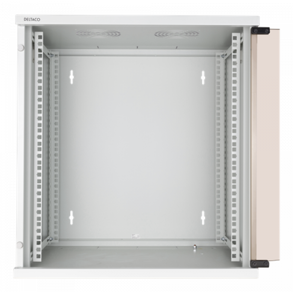 DELTACO 19"-skåp, 12U, 540x450mm, stående eller väggmonterat, glasdörr 19-5412W