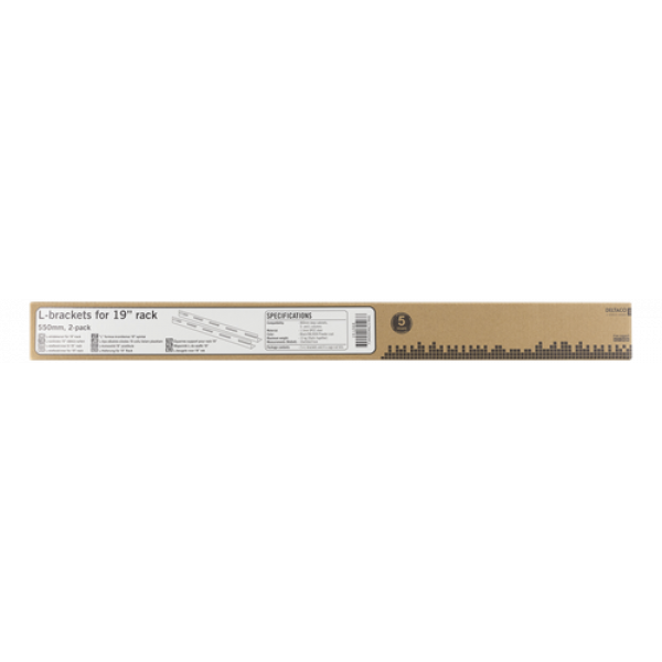 DELTACO , L-stödskenor, 2-pack, 550mm, för 600x800 djupa skåp 19-LS68