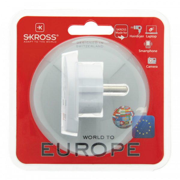 SKROSS Reseadapter, universal till EU, jordad, vit 1.500230-E