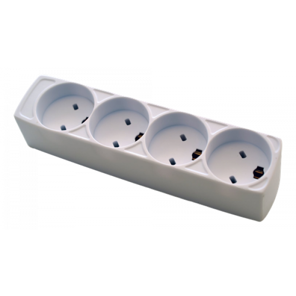 EDB stikdåse m. jord - 4 udtag - 3M - EDB Stikprop White 240003-EDB