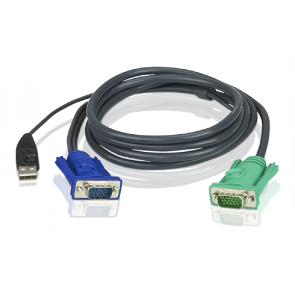 ATEN, KVM-kablage, SPHD15 ha till HD15 ha & USB Typ A ha, 3m 2L-5203U