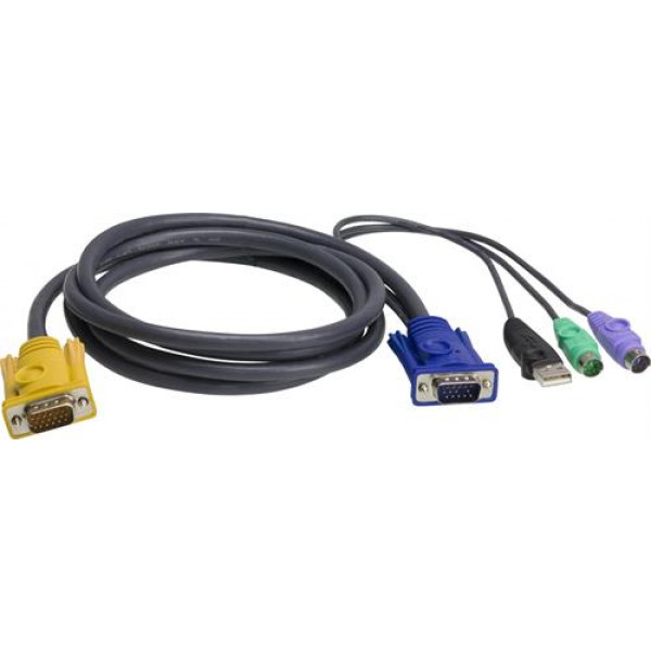 ATEN KVM-kablage SPHD15ha/2x3,5mm ha -1xUSB A ha/2xPS/2 ha/HD15ha, 3m 2L-5303UP