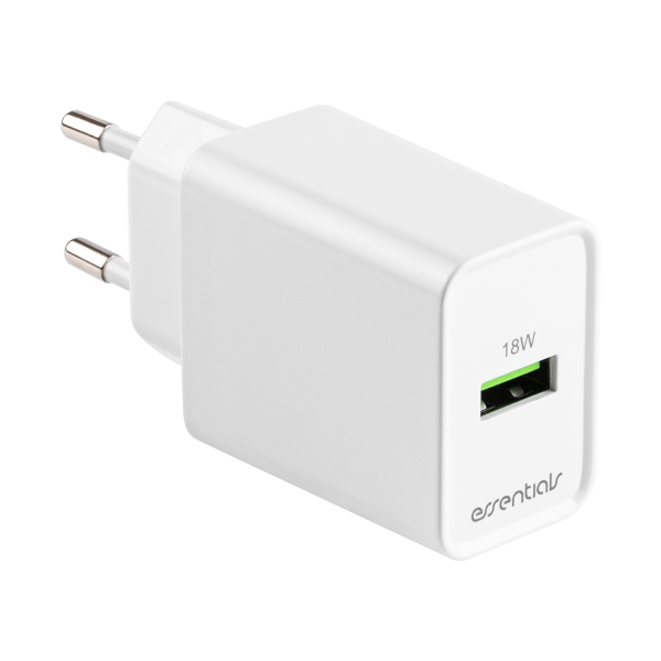 USB wall Charger 18 W Fast charging, 1x USB-A, white 3052349