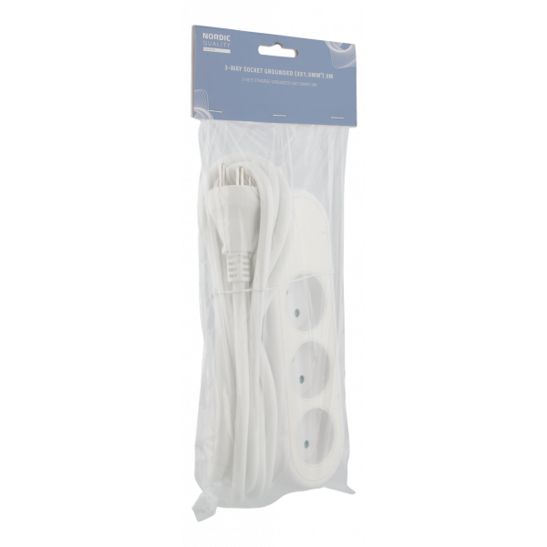 Nordic Quality Danskt grenuttag med 3 jordade uttag, PVC-kabel (3x1,5 322169