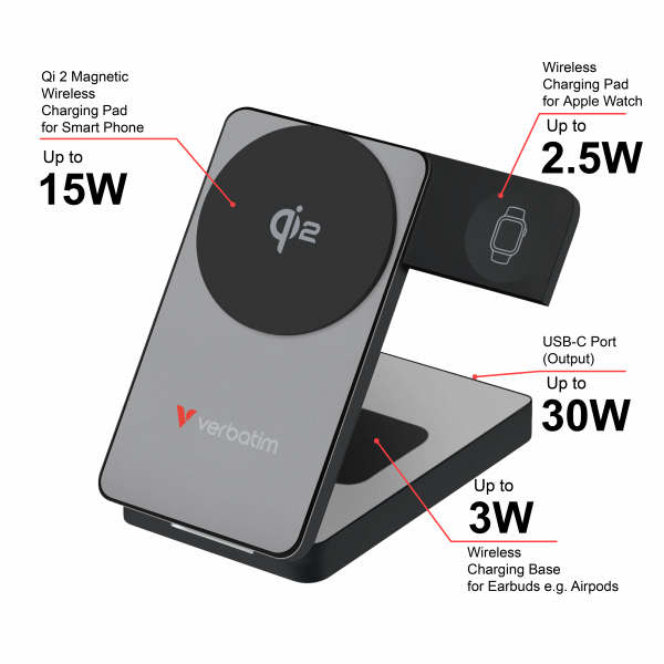Charge 'n' Go Qi2 Magnetic Wireless Power Bank 10000mAh Grey 32295