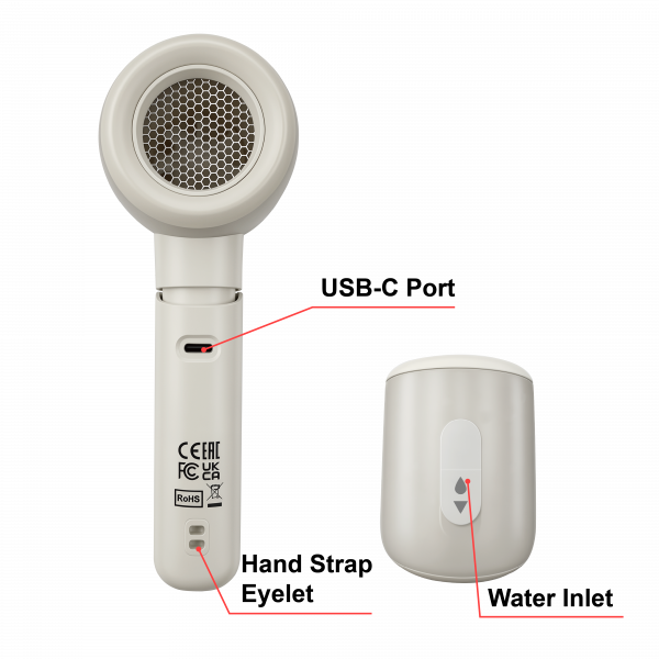 Cool 'n' Go Aqua Breeze Handheld Fan White/Silver 32344