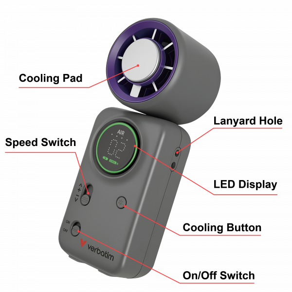 Cool 'n' Go Ice Touch Mini Handheld Fan Purple/Grey 32347