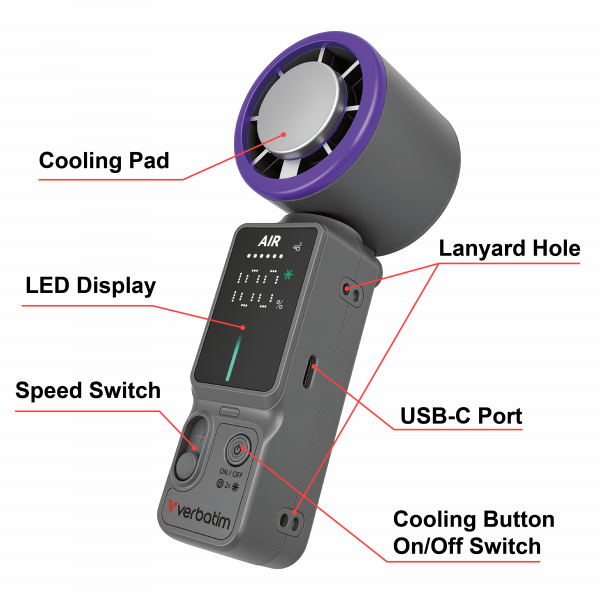 Cool 'n' Go Ice Touch Pro Handheld Fan Purple/Grey 32349