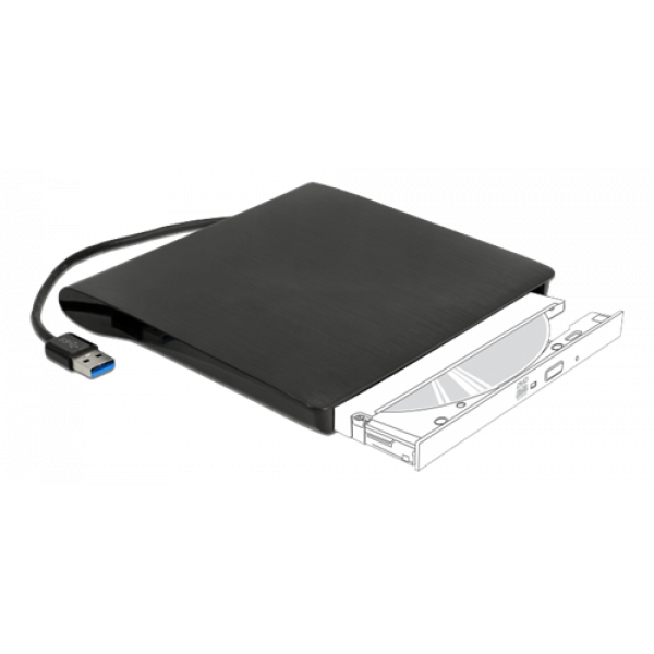 DE-LOCK Externt kabinett för smala diskläsare, 5,25", SATA, USB Typ-A, 42603