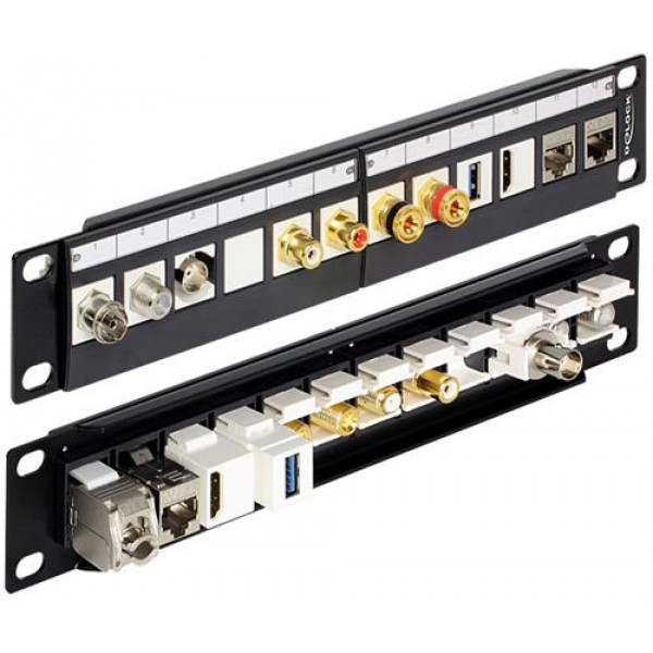 Delock 10" Keystone Patch Panel, för 12xKeystone kontaktdon, 1U, svar 43259