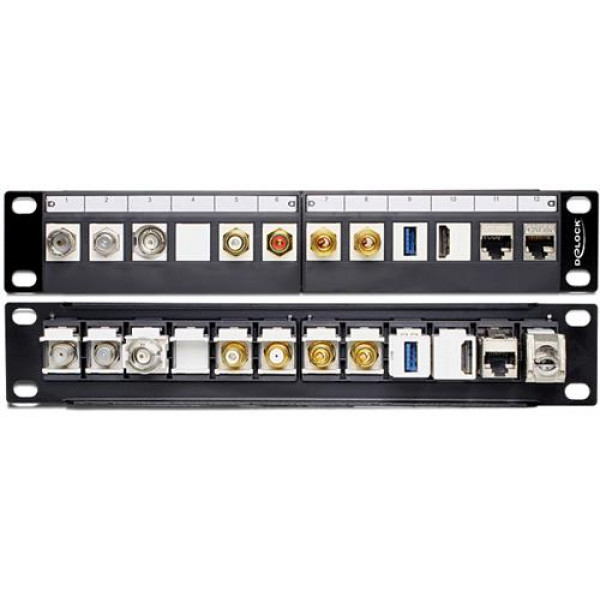 Delock 10" Keystone Patch Panel, för 12xKeystone kontaktdon, 1U, svar 43259