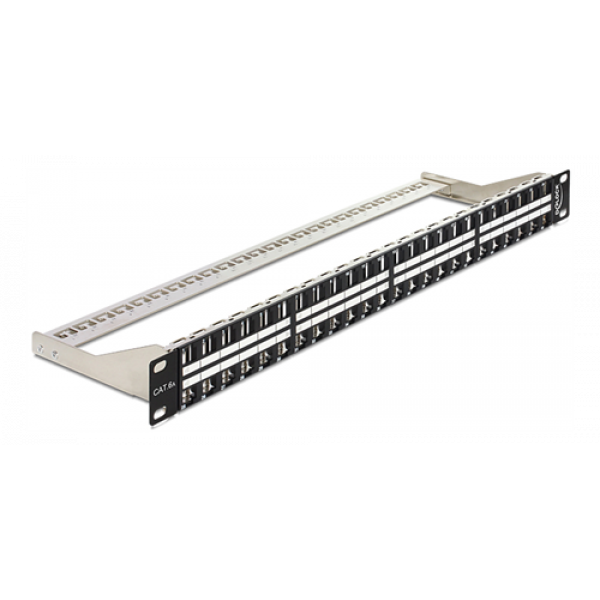 Delock 19″ Keystone Patch Panel 48 Port 1 U black 43280