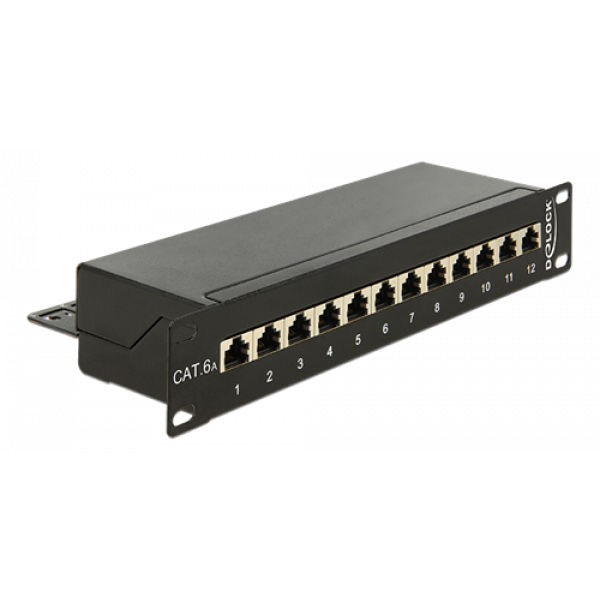 Delock 10" Patch Panel med 12 Portar Cat.6A svart 43310