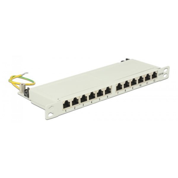 DeLOCK 10" 12-port patchpanel, kron, skärmad, cat6a, grå 43311