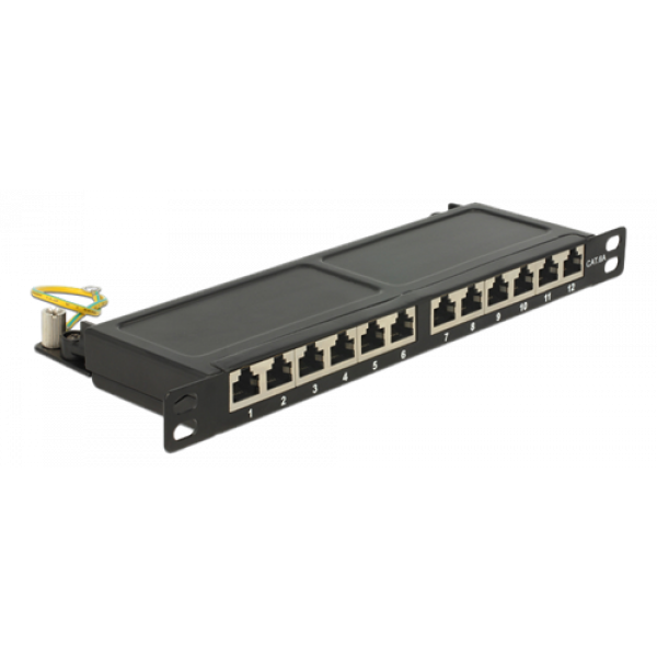 DeLOCK 10" 12-port patchpanel, kron, skärmad, cat6a, svart 43312