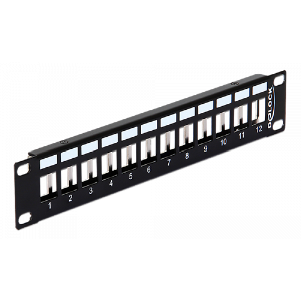 DeLOCK 10" 12-portars Keystone patchpanel, 1U, metall, svart 43326