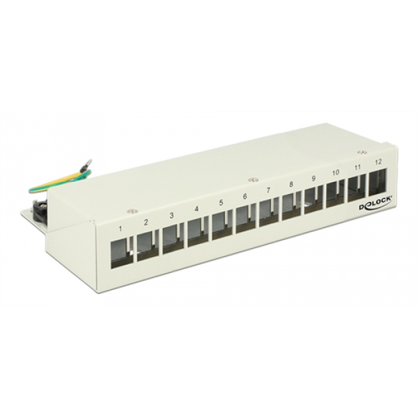 Delock Keystone Desktop Patch Panel 12 Port grey