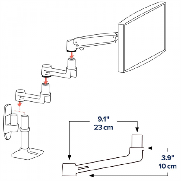 Ergotron LX EXTENSION, Matte Black 45-289-224