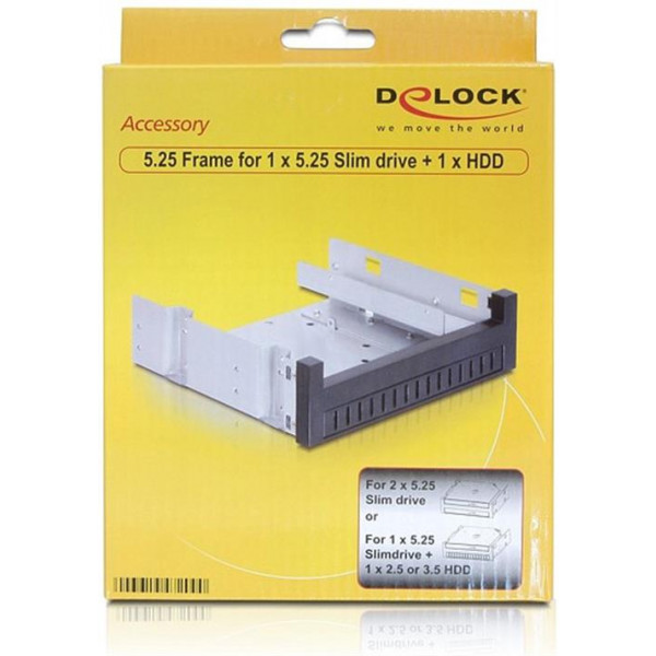 DeLOCK monteringsram för 5,25" slim + hdd i 5,25" utrymme, svart 47200