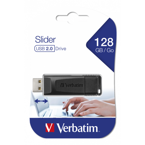 USB DRIVE 2.0 STORE N GO SLIDER 128GB BLACK 49328