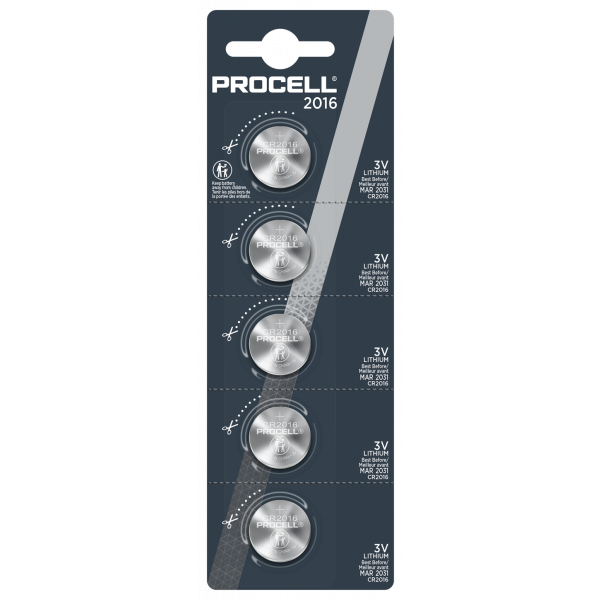 Procell Lithium CR2016, 3v 5ct Retail 5000394149960