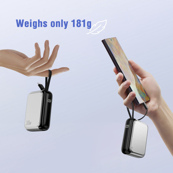 Power bank Pocket 10 000 mAh, integrated USB-C cable, 30W 541085