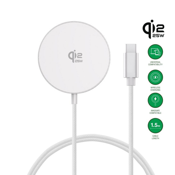 Qi2 25W / MagSafe Wireless Charger, 1.5m, white 541709