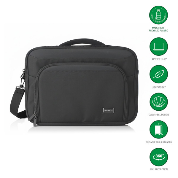 The Target Eco Clamshell series uses recycled RPET, which conserves resources while offering high durability. The water-repellent surface protects your laptop and accessories from rain and splashes. Durable metal zippers ensure reliable operation, while t