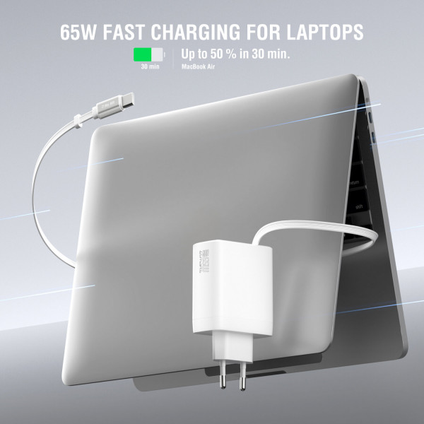 Laptop, smartphone, headphones – all dead at the same time and only one power outlet free? With this multiport USB-C charger, you can charge up to three devices simultaneously. No more switching plugs, no more cable clutter. You save time, reduce complexi