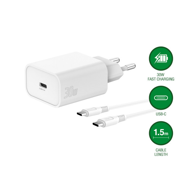 Wall Charger VoltPlug PD 30W 1C and USB-C Cable 1.5m white 541841