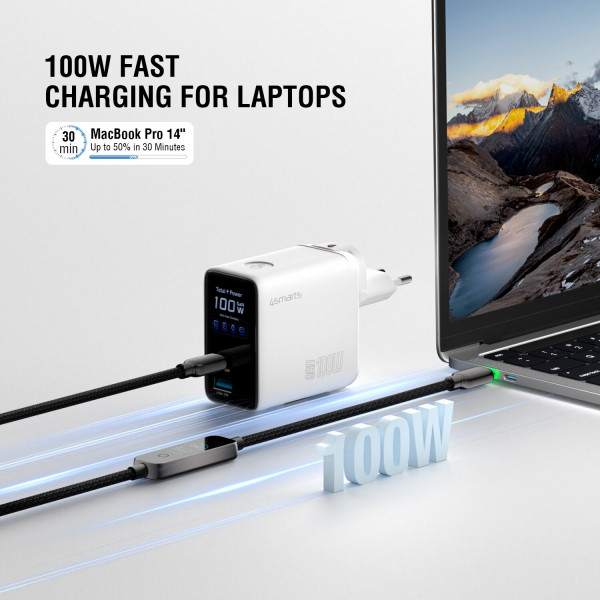 GaN Flex Screen AI 100W 2 USB-C+1 USB-A Travel Edition 548100
