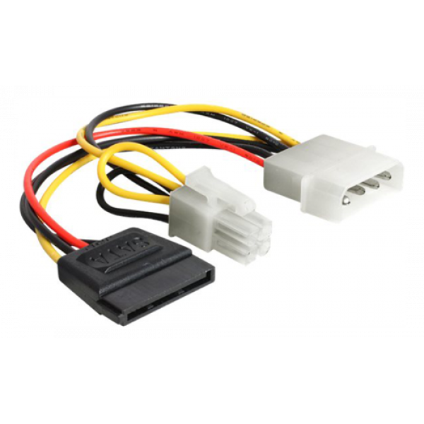 Delock Cable Power Molex 4 pin male > SATA 15 pin female + P4 male 60127