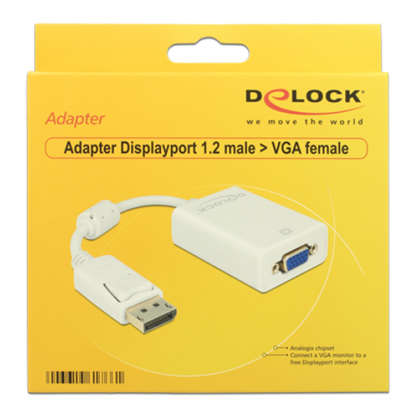 Delock Adapter Displayport 1.2 male > VGA female white 61766