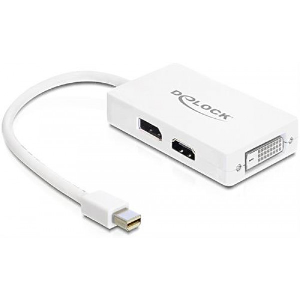 DeLOCK Mini DisplayPort till DVI/HDMI/DisplayPort, 0,1, vit 61768