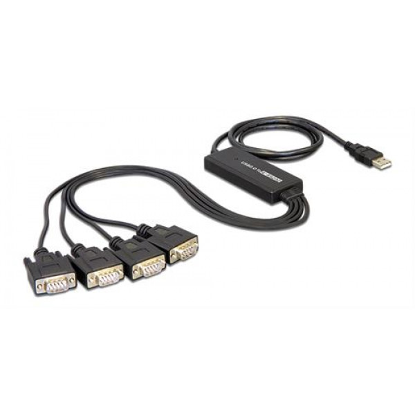 DeLOCK USB 2.0 till 4xSeriell adapter, 1xUSB Typ A ha, 4xDB9 ha, svart 61887