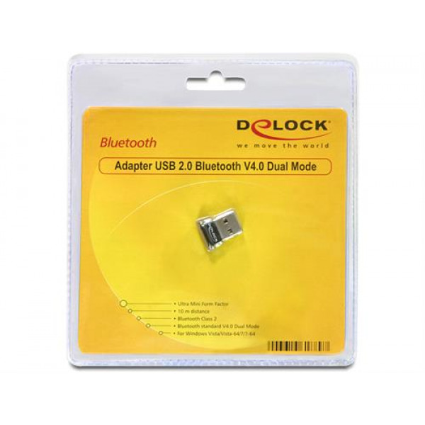 DeLOCK Bluetooth 4.0 adapter, USB 2.0, 3 Mb/s, svart 61889