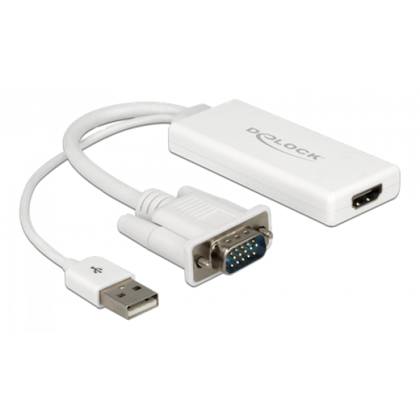 Delock VGA to HDMI Adapter with Audio white 62460