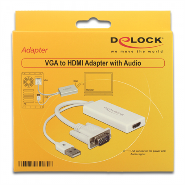 Delock VGA to HDMI Adapter with Audio white 62460