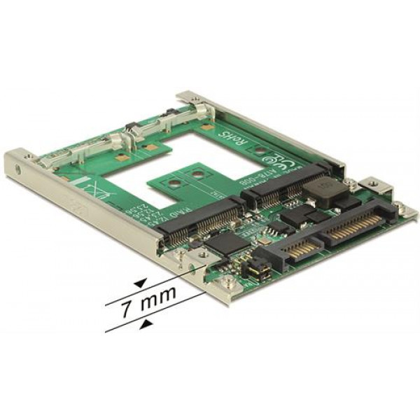 DeLOCK mSATA adapter, mSATA - SATA 22-pin, 1x2,5" plats, RAID, 7mm 62545