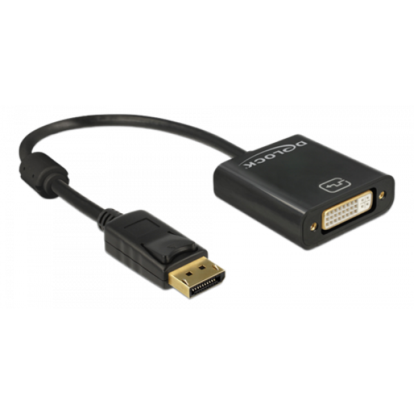 Delock Adapter Displayport 1.2 hane till DVI hona, 4K, passiv, svart 62601