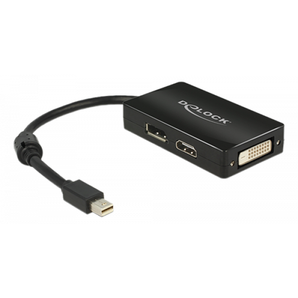 Delock Adapter mini Displayport 1.1 till Displayport/HDMI/DVI, svart 62623