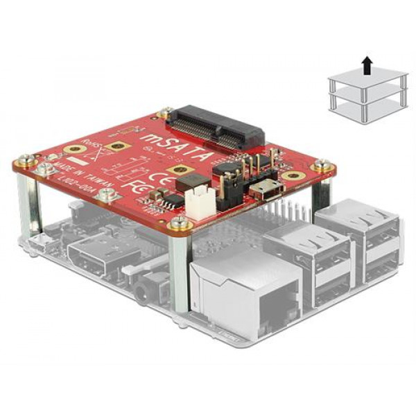 DeLOCK 62648 -Raspberry mSATA-modul , Typ Micro-B, ink. monteringssats 62648