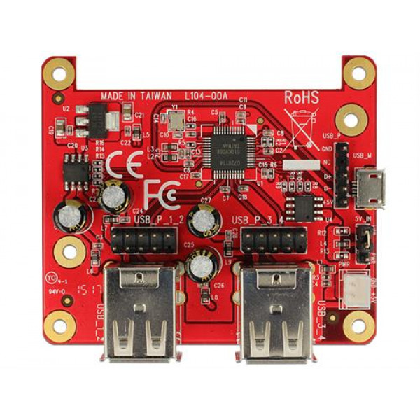 DeLOCK 62650 - Tilläggsmodul Raspberry Pi,4xUSB Typ A, monteringssats 62650