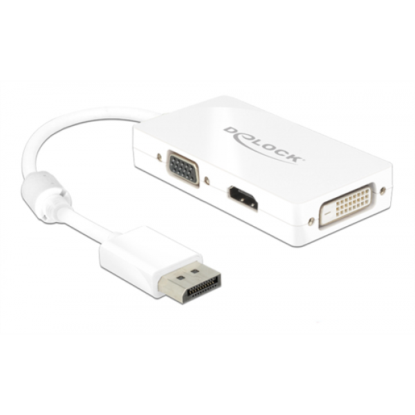 Delock Adapter Displayport 1.1 male > VGA / HDMI / DVI female Passive 62655