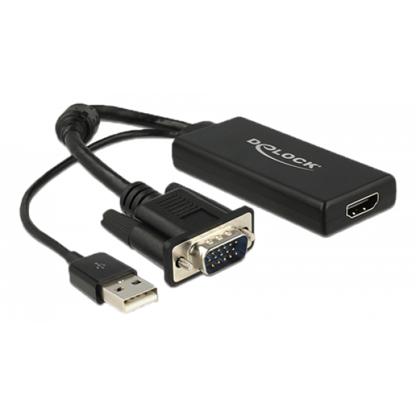 Delock VGA to HDMI Adapter with Audio black 62668