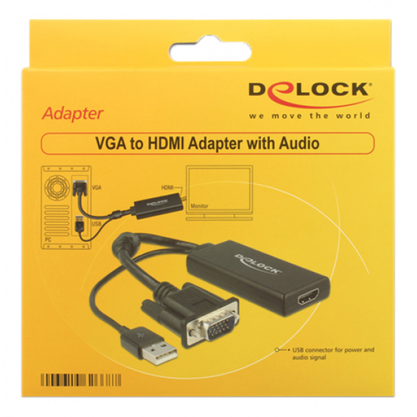 Delock VGA to HDMI Adapter with Audio black 62668
