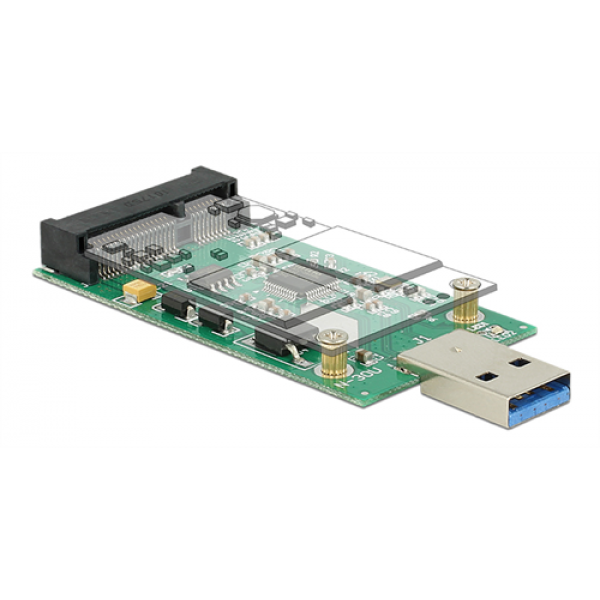 DeLOCK USB 3.0 till mSATA converter, 5Gb/s, 1xUSB typ A ha, 1xmSATA 62681